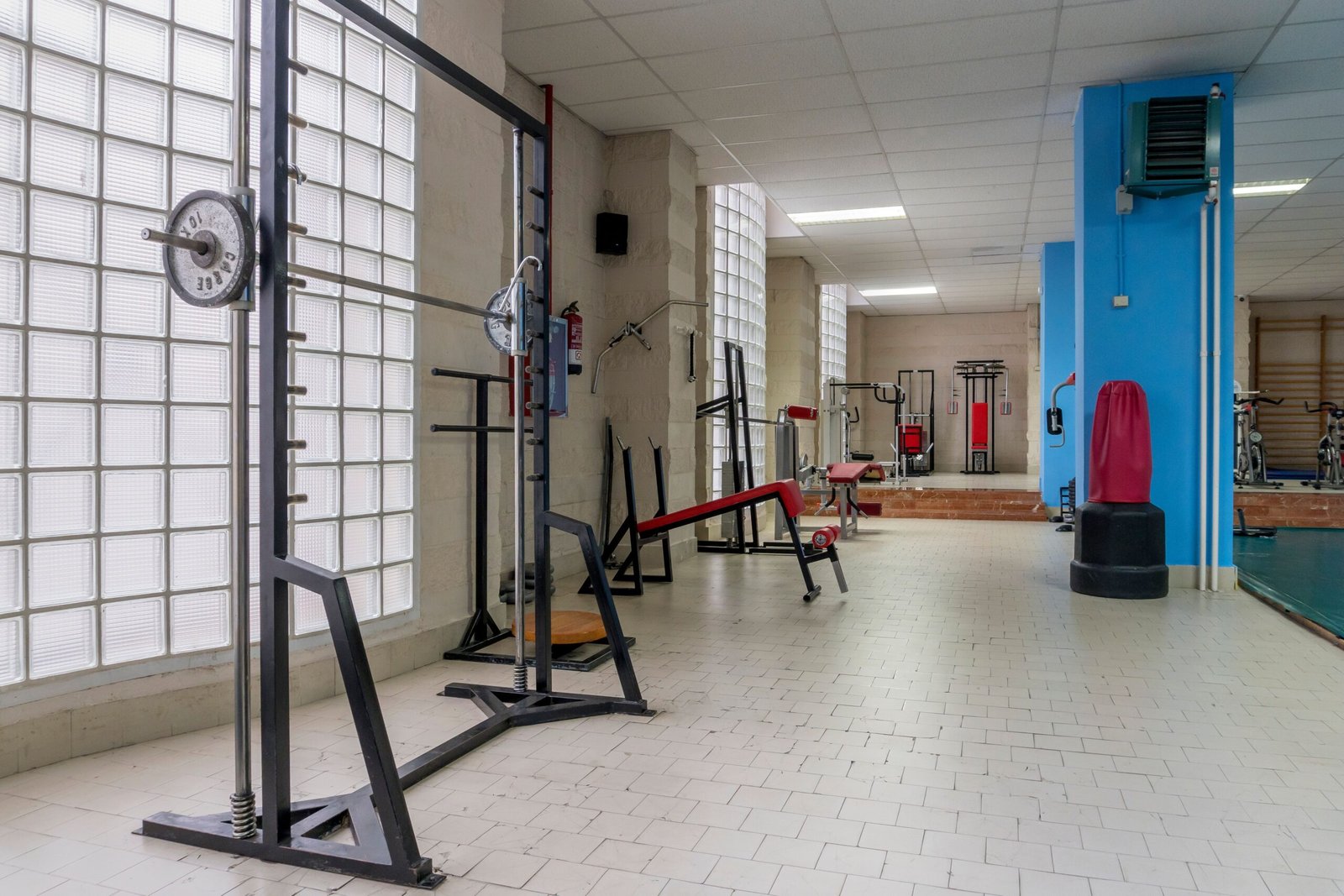 Empty old gym with worn out machines